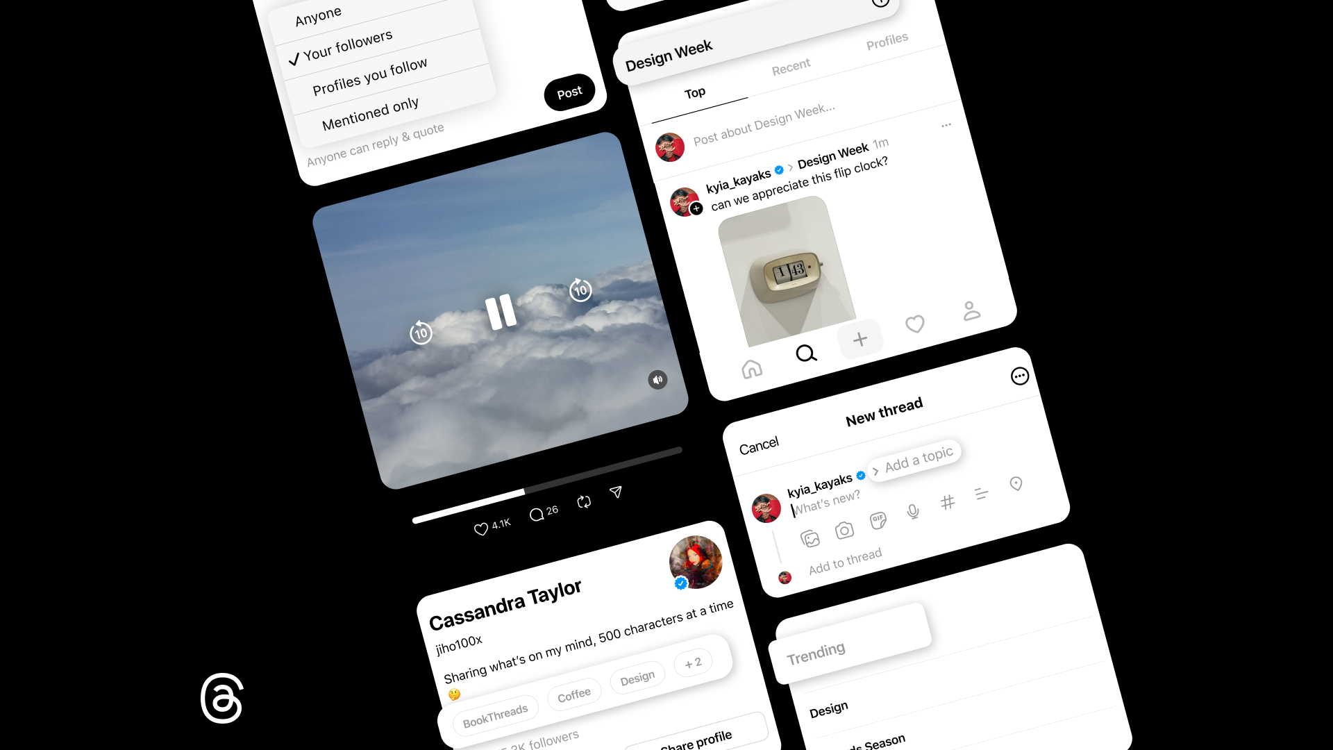 Metaが公開したThreadsの投稿画面・トピック・返信設定と公式ロゴ
